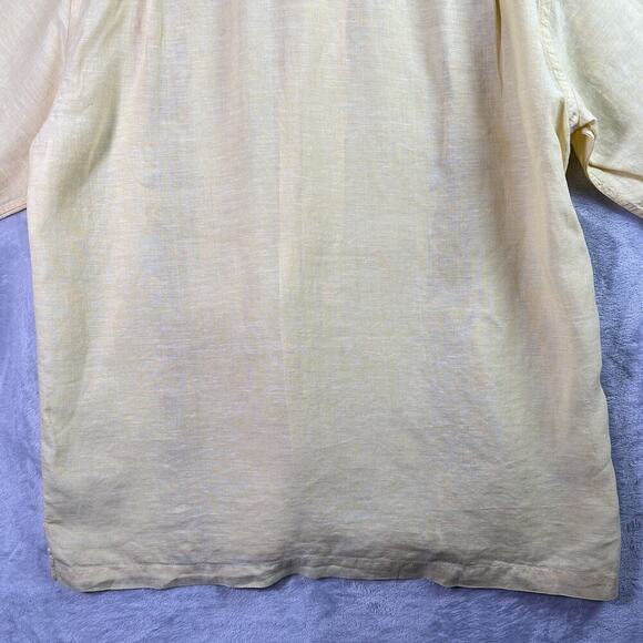 Tommy Bahama 100% Linen Shirt Men's XL Yellow Button Up Embroidered Floral - Picture 10 of 12